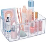 STORi 5-Compartment Clear Plastic Organizer | Rectangular Divided Makeup and Vanity Storage Bin and Office Desk Caddy | Scalloped Wall Design | Made in USA - Image 5
