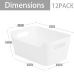 Tiawudi 12 Pack Storage Bins, Plastic Storage Containers, Multi-Use White Organizer Bins for Cabinet, Pantry, Drawer, Closet, Countertop or Shelves - Image 3