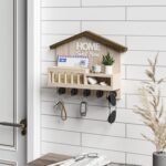 Key and Mail Holder for Wall, Wall Key Holder with Shelf, Home Key Holder for Wall, Wood Key Holder Wall Mount, Mail Organizer Wall Mounted, Entryway & Front Door Key Holder with 5 Hooks(White) - Image 3