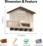 Key and Mail Holder for Wall, Wall Key Holder with Shelf, Home Key Holder for Wall, Wood Key Holder Wall Mount, Mail Organizer Wall Mounted, Entryway & Front Door Key Holder with 5 Hooks(White) - Image 4