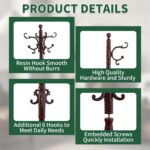 Wooden Coat Rack Stand, Vintage Wood Coat Rack Freestanding with Sturdy Triangle Base, Classic Coat Racks with 14 Hooks, Natural Birch Wood Coat Tree Hanger Stand for Entryway,Office - Image 3