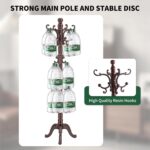 Wooden Coat Rack Stand, Vintage Wood Coat Rack Freestanding with Sturdy Triangle Base, Classic Coat Racks with 14 Hooks, Natural Birch Wood Coat Tree Hanger Stand for Entryway,Office - Image 5