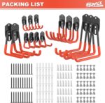 TORACK 15 PCS Garage Storage System Hooks, Shelving Hooks for Keyhole Shelving Units Wall Mount Utility Hooks for Tools, Ladders, Cords, Folding Chairs, Shovels and Rakes(Orange) - Image 4