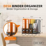 DALTACK Desk Organizers Metal Magazine File Holder with 4 Vertical Compartments Folder Storage Binder Organizer for Office Home School Organization, Black - Image 4
