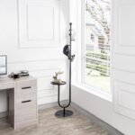 Coat Rack Stand, Metal Coat Tree with Bamboo Tray & 6 Hooks, Heavy Duty Marble Base Corner Coat Stand for Bedroom Hallway Entryway Living Room Office 13.78 x 13.78 x 68.11 Inches (Black) - Image 5