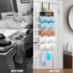 Wetheny 6 Tier Over The Door Towel Racks for Bathroom - Towel Rack Wall Mounted with Metal Basket and 3 Hooks - Rolled Towel Holder Organizer Hanging Towel Storage - Black - Image 3