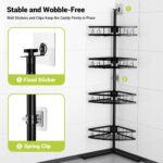 Floor Standing Corner Shower Caddy: 4-tier Rustproof Freestanding Shower Organizer Shelf for Inside - No Drilling Bathroom Rack Stand Black - Image 3