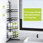 Floor Standing Corner Shower Caddy: 4-tier Rustproof Freestanding Shower Organizer Shelf for Inside - No Drilling Bathroom Rack Stand Black - Image 4