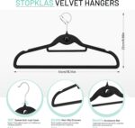 Velvet Hangers 30 Pack, STOPKLAS Black Clothes Hanger Non Slip Felt Hangers with 360° Swivel Hook, Thin Hanger Space Saving, Heavy Duty Closet Hanger for Clothes, Coats, Suits, Dress, Pants - Image 3