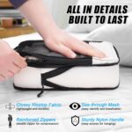 4 PCS Set Compression Packing Cubes for Travel, Lightweight Packaging Organizer Bags for Carry On Space Saving, Travel Essentials Cubes for Suitcase Backpack, Beige - Image 5