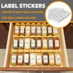 SpaceAid Bamboo Spice Drawer Organizer with 24 Spice Jars, 378 White Minimalist Spice Labels, 3 Tier Seasoning Rack Tray Insert for Kitchen Drawers, 15" Wide x 15" Deep x 2.6" Tall - Image 4
