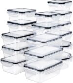 32 Piece Food Storage Container with Lids (16 Containers + 16 Lids) - Plastic Food Containers with Lid, Airtight Leak Proof Snap Lock, BPA Free Storage Containers - Image 3