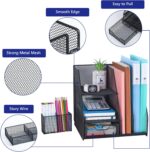 Topwey Desk Organizer, File Organizer for Desk with 2-Tier Paper Letter Tray, Drawer and 2 Pen Holder, Mesh Desktop Organization with Magazine Holder for Office Supplies - Image 3