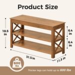 Bamworld Shoe Rack Bench with Storage 3 Tier Bamboo Shoe Bench Entryway Rustic Solid Wood Entryway Bench (X-Brown,31.5") - Image 3