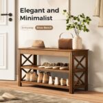 Bamworld Shoe Rack Bench with Storage 3 Tier Bamboo Shoe Bench Entryway Rustic Solid Wood Entryway Bench (X-Brown,31.5") - Image 4