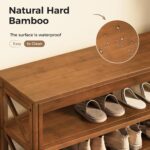 Bamworld Shoe Rack Bench with Storage 3 Tier Bamboo Shoe Bench Entryway Rustic Solid Wood Entryway Bench (X-Brown,31.5") - Image 5