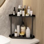 2 Tier Bathroom Counter Organizer, Vanity Organizer Corner Shelf, Skincare, Makeup Countertop Organizers, Kitchen, Bathroom Counter Storage, Black - Image 3
