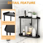 2 Tier Bathroom Counter Organizer, Vanity Organizer Corner Shelf, Skincare, Makeup Countertop Organizers, Kitchen, Bathroom Counter Storage, Black - Image 5