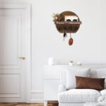 Key Holder for Wall, Key and Mail Holder Organizer - Key Holder Wall Mount with Bouquet Shelf and Key Hooks, Round Wooden Rustic Key Rack for Entryway and Home Decor (Brown) - Image 4