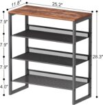Industrial Shoe Rack - Sturdy Steel Entryway Shoe Organizer with Spacious Top - Strong Mesh Shoe Storage Shelves - Adjustable Shoe Stand for Closet Organization (4-Tier) - Image 4