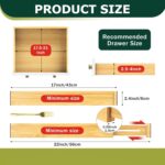 Lzerking Kitchen Drawer Dividers 6 Pack, 17-22" Adjustable Bamboo Drawer Organizers Large, Spring Loaded, Expandable Utensil Organizer, Works in Kitchen, Dresser, Closet, Bathroom, Bedroom - Image 3