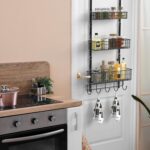 YBING Over The Door Organizer with Hooks 3 Tier Back Towel Hanger Baskets Metal Behind Hanging Storage Shelf Pantry Racks for Bedroom Bathroom Black, R01-R984 - Image 3