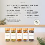 FINESSY Bamboo Glass Spice Jars with Labels and Shaker Lids Clear Empty 4oz 24 Pack Bottles Set, Glass Spice Containers with Labels, Seasoning Organizer Jars - Image 3