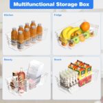6 Pack Clear Refrigerator Storage Bins, Stackable Plastic Fridge Organizer Kitchen Pantry Storage Bins with Handles for Snacks, Freezer, Kitchen Cupboard, and Cabinet Organization - Image 3