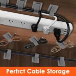 Cable Management Under Desk Cord Organizer, Cable Organizers for Cords, Hook and Loop Cable Ties, Adhesive Wire Straps, Reusable Cord Holder for Electronics & PC, Home & Office Essentials (40) - Image 3