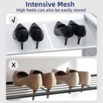 Somdot Shoe Rack, 3 Tier Shoe Organizer with 3 Drawers, Metal Shoe Storage Shelf for 6-9 Pairs of Shoes, Narrow Shoe Rack for entryway, White Leather - Image 8