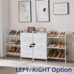 Somdot Shoe Rack, 3 Tier Shoe Organizer with 3 Drawers, Metal Shoe Storage Shelf for 6-9 Pairs of Shoes, Narrow Shoe Rack for entryway, White Leather - Image 9