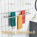 KOKOSIRI Bath Towel Holders Brushed Nickel Bathroom Rack 32-Inch Double Towel Bars Overlength Kitchen Rails Stainless Steel B5009BR-L32 - Image 4