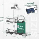 Stainless Steel Hanging Shower Caddy for Handheld Shower Heads,Adjustable Height Extra Long Bathroom Shower Organizer Hanger Rack with Hooks,Soap Holder - Image 3