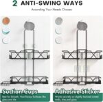 Stainless Steel Hanging Shower Caddy for Handheld Shower Heads,Adjustable Height Extra Long Bathroom Shower Organizer Hanger Rack with Hooks,Soap Holder - Image 4