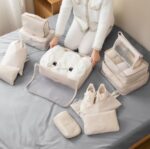 8-Piece Travel Packing Cubes Set, Luggage Organizers with Toiletry Bag, Shoe Bag, Cosmetic Storage, Black - Image 3