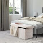 Seville Classics Cushioned Fabric Ottoman Hidden Storage Chest Footrest Chair, Padded Seat for Bedroom, Dorm, Loft, Living Room, Entryway, Hallway, White Boucle, 30" Bench - Image 3