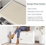 2-Tier Storage Bench, Shoe Bench with Padded Seat Cushion, Entryway Bench with 2 Drawers & Adjustable Shelves, White - Image 5
