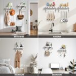 Key Holder Wall Mount with Shelf, 4 in 1 Coat and Key Hanger with Metal Hooks, Entryway Wall Mounted Shelf with Mail Holder for Living Room, Bedroom (White) - Image 6