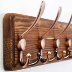SKOLOO Coat Rack Wall Mounted - 38.6" Long, Wooden, Heavy Duty, Rustic Coat Hooks for Wall, Coat Rack with 10 Triple Hooks for Hanging Clothes, Jacket, Hat(Brown & Retro Red) - Image 5