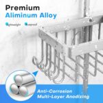 Aluminum Alloy Hanging Shower Caddy for Handheld Shower Heads,Rustproof Hose Shower Organizer 4 Levels Height Adjustable Shower Rack with Hooks,Razor Holder,Soap Holder - Image 3