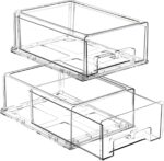 2 Pack Stackable Storage Drawers - Clear Refrigerator Drawers for Refrigerator Organizers and Storage, Acrylic Fridge Drawer Organizer with Handles for Bathroom, Undersink, Cabinet, Pantry, etc - Image 2