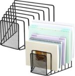 2 Pcs 7 Slot Incline File Sorter Metal Wire Mesh File Racks for Desktop Letter Sorter for Magazine Folder Book Organizer Home Office School Paper Mail Desk Storage Holder (Black) - Image 2