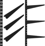 2 Pcs Twin Rail Upright Wall Shelving System 25 Inch with 6 Pcs Adjustable Shelf Bracket 11.5 Inch Heavy Duty Storage Rack Metal Support System for Kitchen Closet Home Indoor (Black) - Image 2