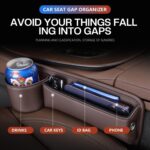 2025 New Car Seat Gap Filler Organizer, Car Seat Gap Filler with Cup Holder and Storage for Keys, Cards, Phone, Sunglasses and Small Items (Black, A Pair) - Image 2