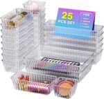 25 PCS Clear Plastic Drawer Organizer Set - 4 Sizes Makeup Organizer Desk Drawer Divider Bathroom Organizers and Storage Bins for Makeup, Jewelry, Gadgets, Office, Kitchen, Bedroom, Bathroom - Image 2