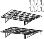 2x3 Ft Garage Wall Shelving, 700 lbs Heavy Duty Metal Garage Shelf Storage Organization, 24x36 Inch Wall Mounted Floating Shelves with Hooks, High Capacity, Space Saving, 2 Pack - Image 2