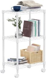 3 Tier Shelf Metal Storage Shelves Wire Rack Closet Organizers with Wheel for Garage Kitchen Bathroom Laundry White 11.8" D x 17.7" W x 29.8" H - Image 2