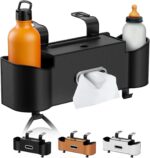 3-in-1 Car Organizers and Storage Box, Multifunctional Car Seat Back Storage Box with Tissue Holder, 2 Cup Holders & Purse Hooks, Back Seat Car Organizer for Kids and Travel (Black) - Image 2