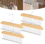 4 Pack Anti Slip Multi Hook Coat Racks,Tie Rack,Bra Hangers for Closet Organizer with 8 Hooks 360 °Swivel Wooden Hanger for Closet for Tie,Tank Top,Bra, Scarf,Hat - Image 2