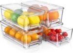 4 Pack Fridge Organizer Drawers, Stackable Pantry Organizers and Storage, Clear Pull-Out Refrigerator Organizer for Fruit, Vegetable Storage and Keep Fresh - Image 2